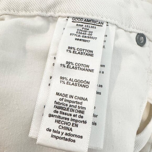 Good American Denim Good Boy Distressed Button Fly Split Hem Jeans White Size 25 - Picture 7 of 11